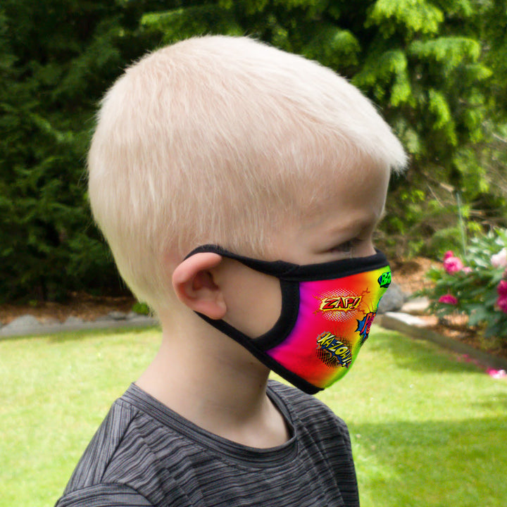 Buttonsmith Comix Youth Adjustable Face Mask with Filter Pocket - Made in the USA - Buttonsmith Inc.