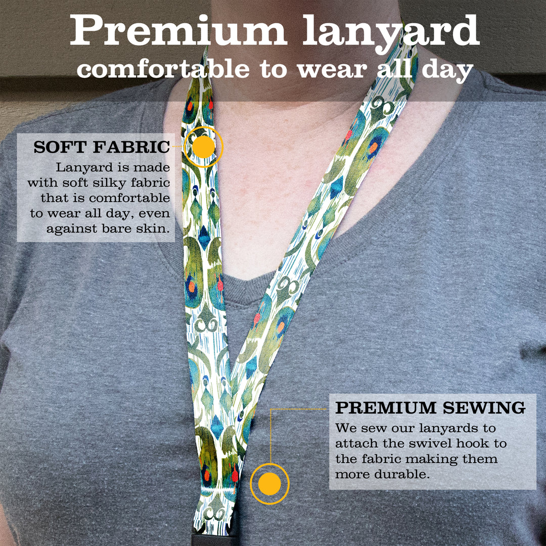 Buttonsmith Ikat Pattern Premium Lanyard - with Buckle and Flat Ring - Made in the USA - Buttonsmith Inc.