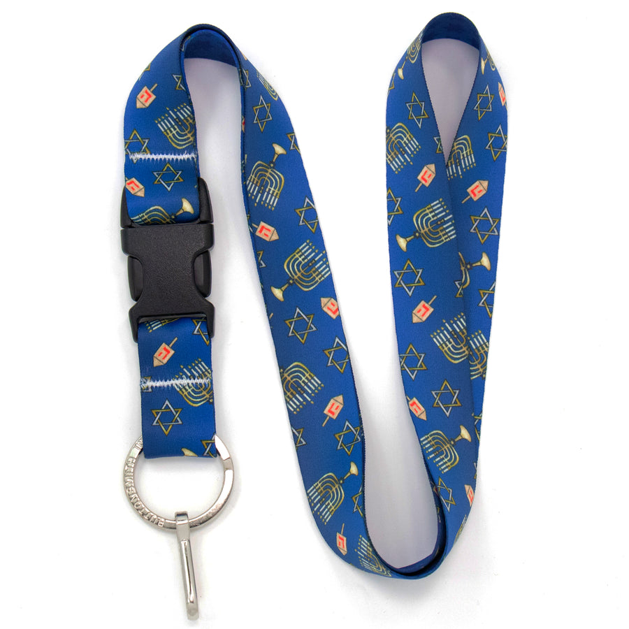 Buttonsmith Hanukkah Premium Lanyard - with Buckle and Flat Ring - Made in the USA - Buttonsmith Inc.