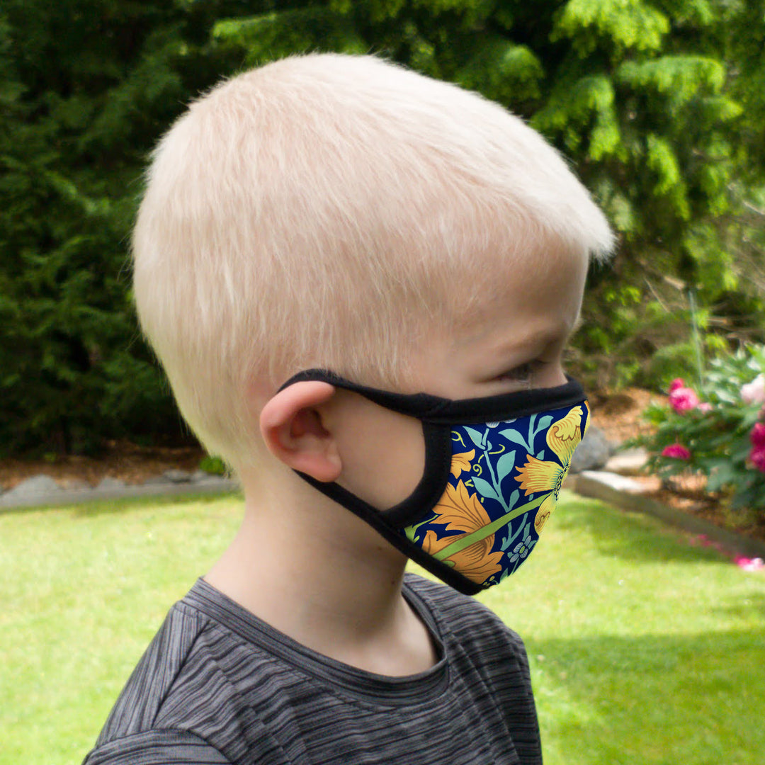 Buttonsmith William Morris Compton Blue Child Face Mask with Filter Pocket - Made in the USA - Buttonsmith Inc.