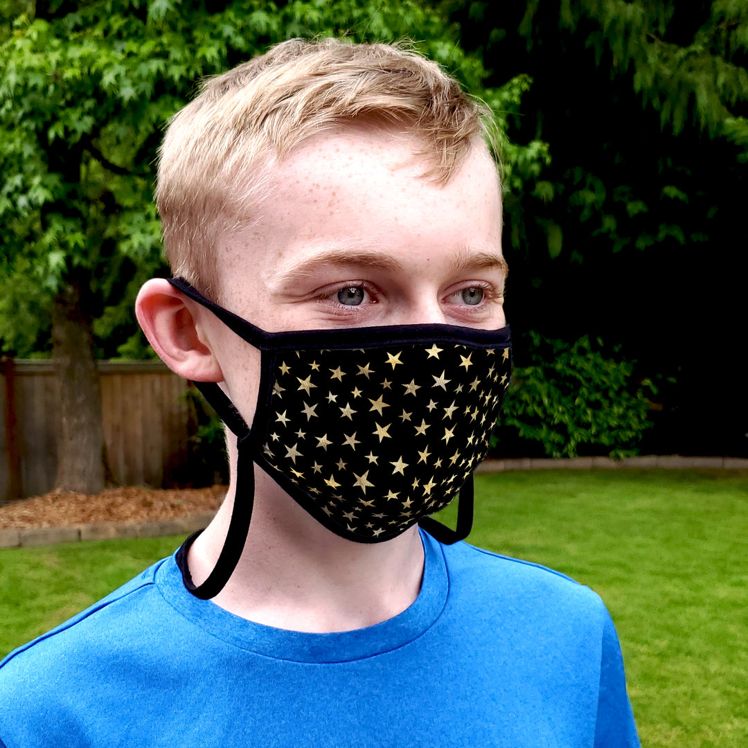 Buttonsmith Stars Adult XL Adjustable Face Mask with Filter Pocket - Made in the USA - Buttonsmith Inc.