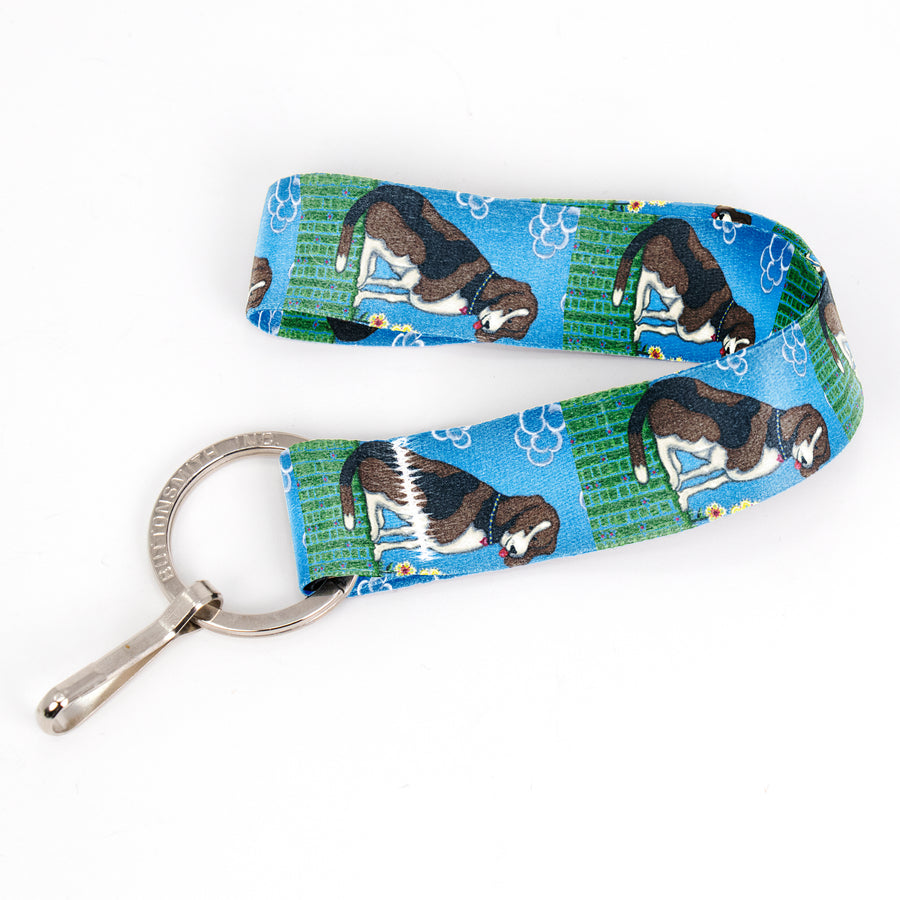 Buttonsmith Dog Wristlet Key Chain Lanyard - Short Length with Flat Key Ring and Clip - Based on Rebecca McGovern Art - Officially Licensed - Made in the USA - Buttonsmith Inc.