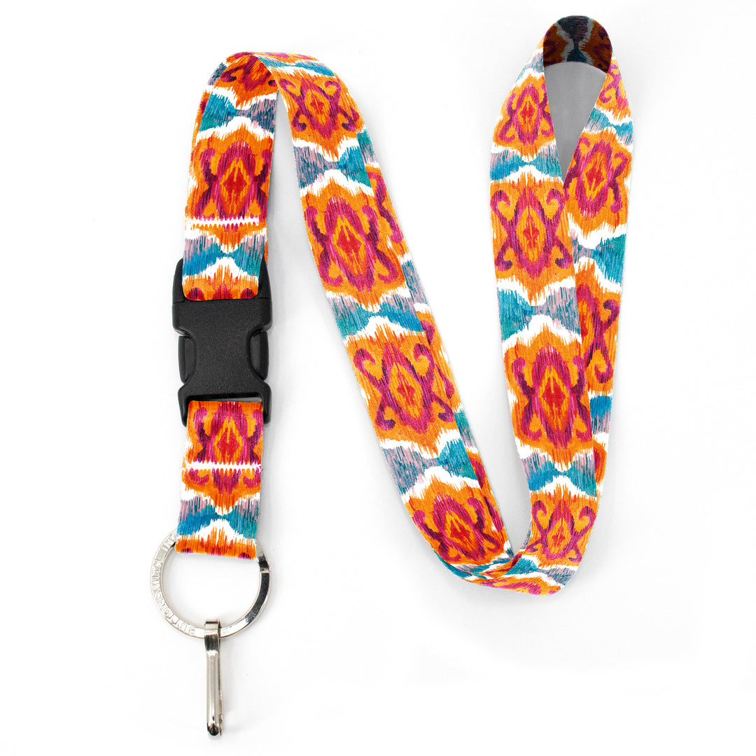 Buttonsmith Ikat Pattern Premium Lanyard - with Buckle and Flat Ring - Made in the USA - Buttonsmith Inc.