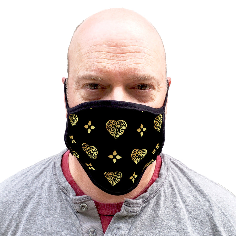 Buttonsmith Hearts Adult XL Adjustable Face Mask with Filter Pocket - Made in the USA - Buttonsmith Inc.