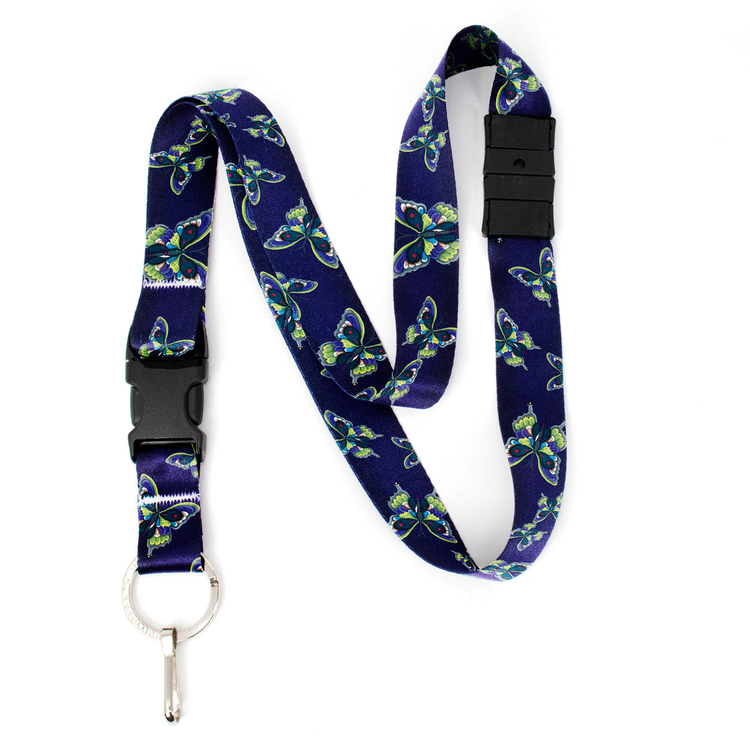 Buttonsmith Butterflies Breakaway Lanyard - with Buckle and Flat Ring - Based on Rebecca McGovern Art - Officially Licensed - Made in the USA - Buttonsmith Inc.