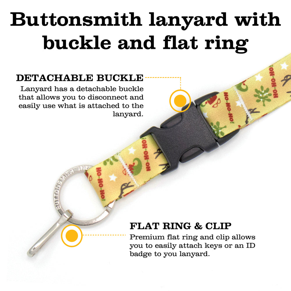 Buttonsmith Santa Premium Lanyard - with Buckle and Flat Ring - Made in the USA - Buttonsmith Inc.