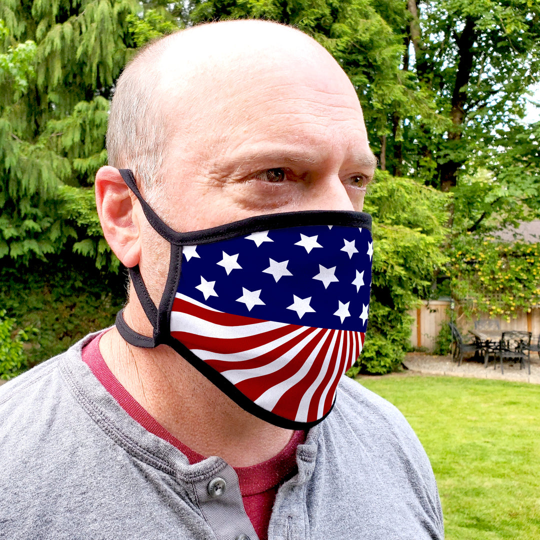 Buttonsmith US Flag Adult Adjustable Face Mask with Filter Pocket - Made in the USA - Buttonsmith Inc.