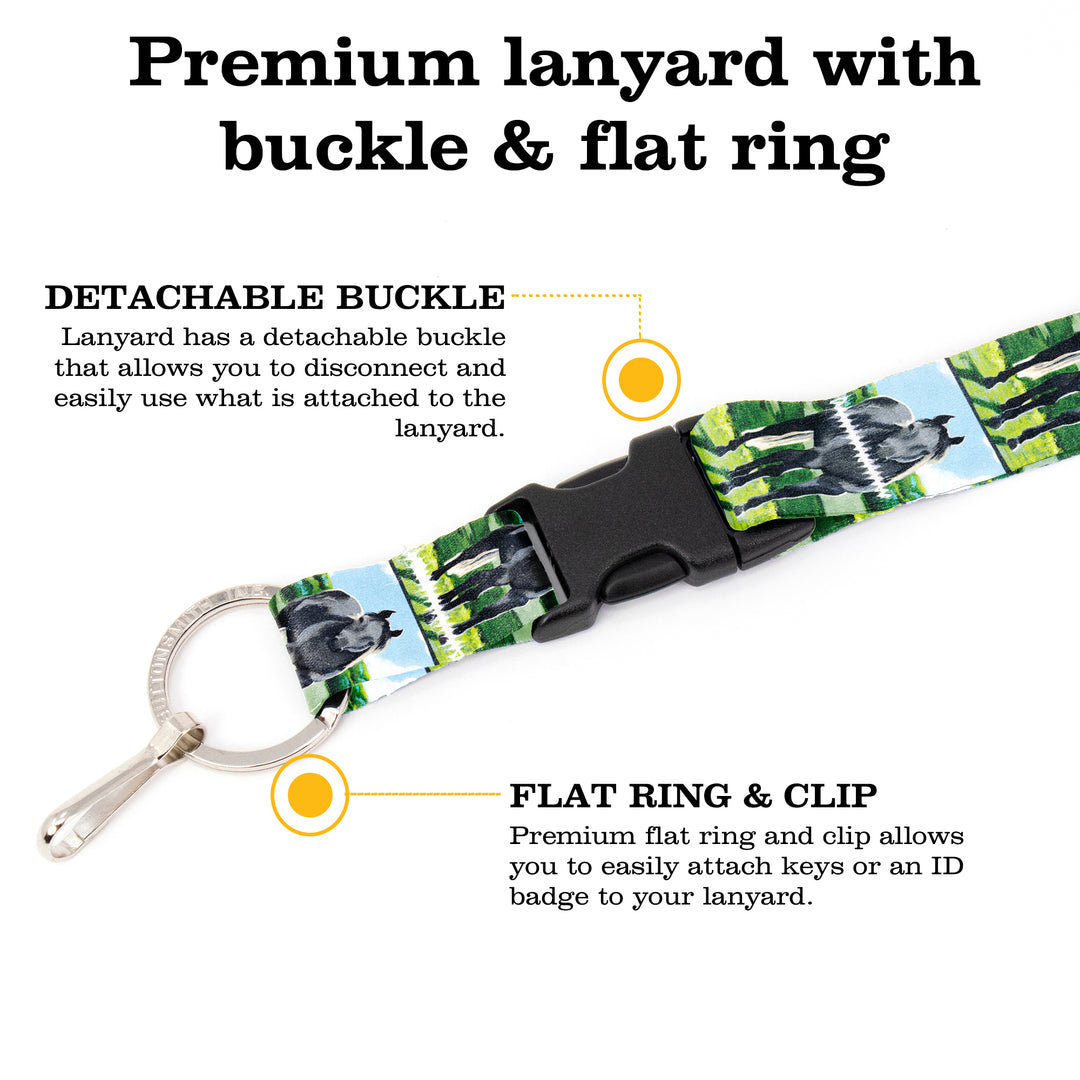 Buttonsmith Grey Horse Breakaway Lanyard - with Buckle and Flat Ring - Based on Rebecca McGovern Art - Officially Licensed - Made in the USA - Buttonsmith Inc.