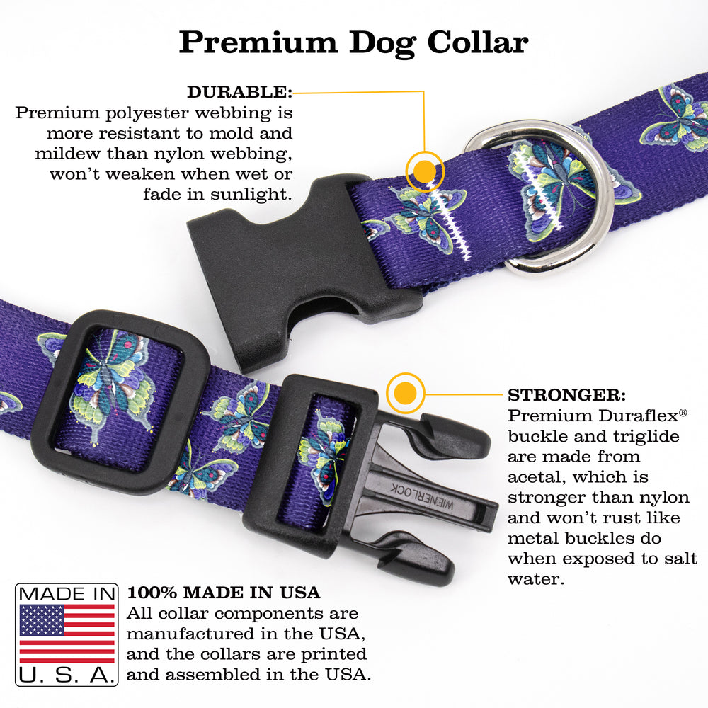 Buttonsmith McGovern Butterflies Dog Collar - Made in the USA - Buttonsmith Inc.