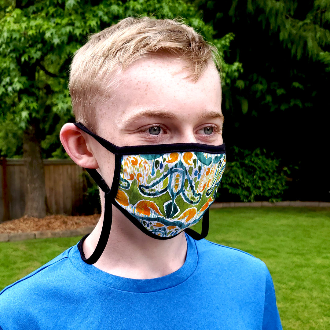 Buttonsmith Sugarsnap Youth Adjustable Face Mask with Filter Pocket - Made in the USA - Buttonsmith Inc.