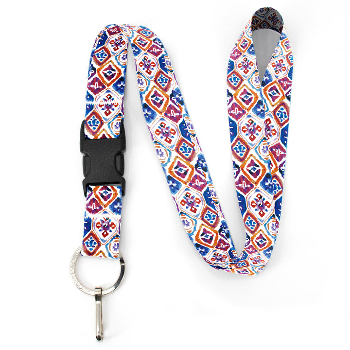 Buttonsmith Ikat Pattern Premium Lanyard - with Buckle and Flat Ring - Made in the USA - Buttonsmith Inc.