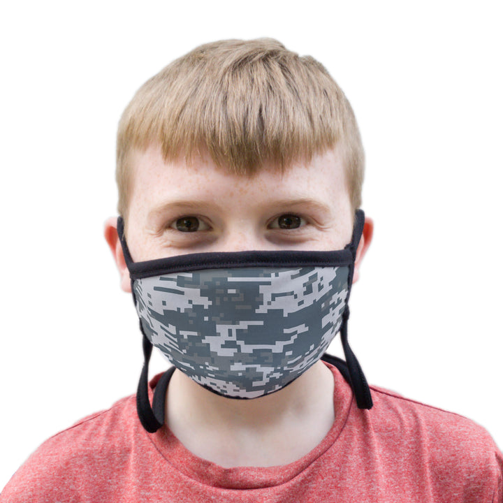 Buttonsmith Urban Camo Youth Adjustable Face Mask with Filter Pocket - Made in the USA - Buttonsmith Inc.