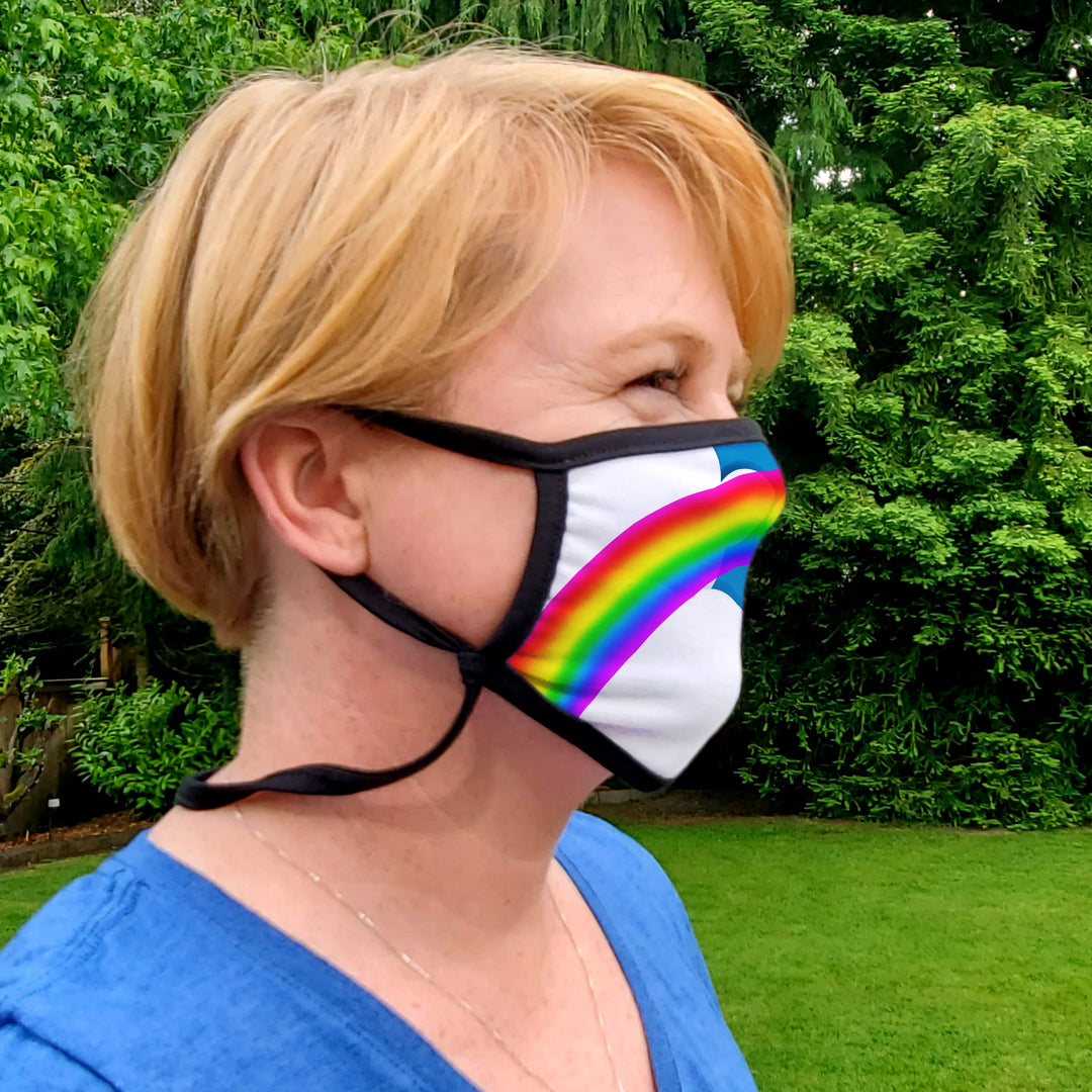 Buttonsmith Rainbow Arches Adult Adjustable Face Mask with Filter Pocket - Made in the USA - Buttonsmith Inc.