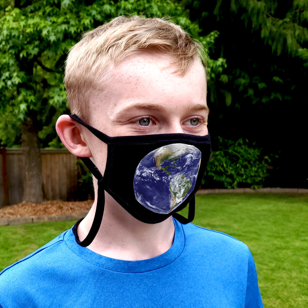 Buttonsmith Earth Adult XL Adjustable Face Mask with Filter Pocket - Made in the USA - Buttonsmith Inc.