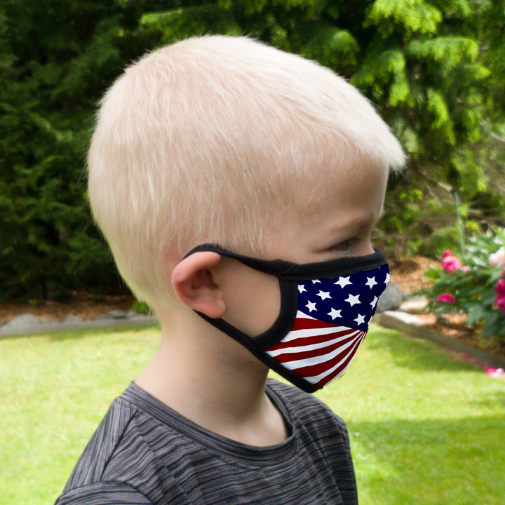 Buttonsmith US Flag Youth Adjustable Face Mask with Filter Pocket - Made in the USA - Buttonsmith Inc.