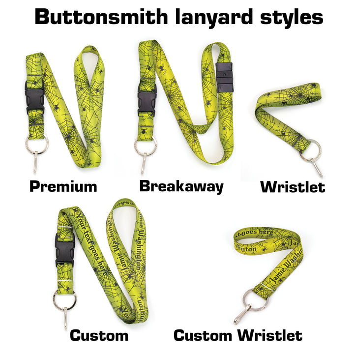 Buttonsmith Spider Web Halloween Custom Lanyard - Made in USA - Buttonsmith Inc.