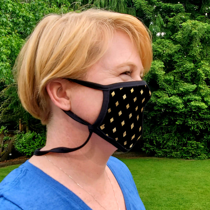 Buttonsmith Diamonds Adult XL Adjustable Face Mask with Filter Pocket - Made in the USA - Buttonsmith Inc.