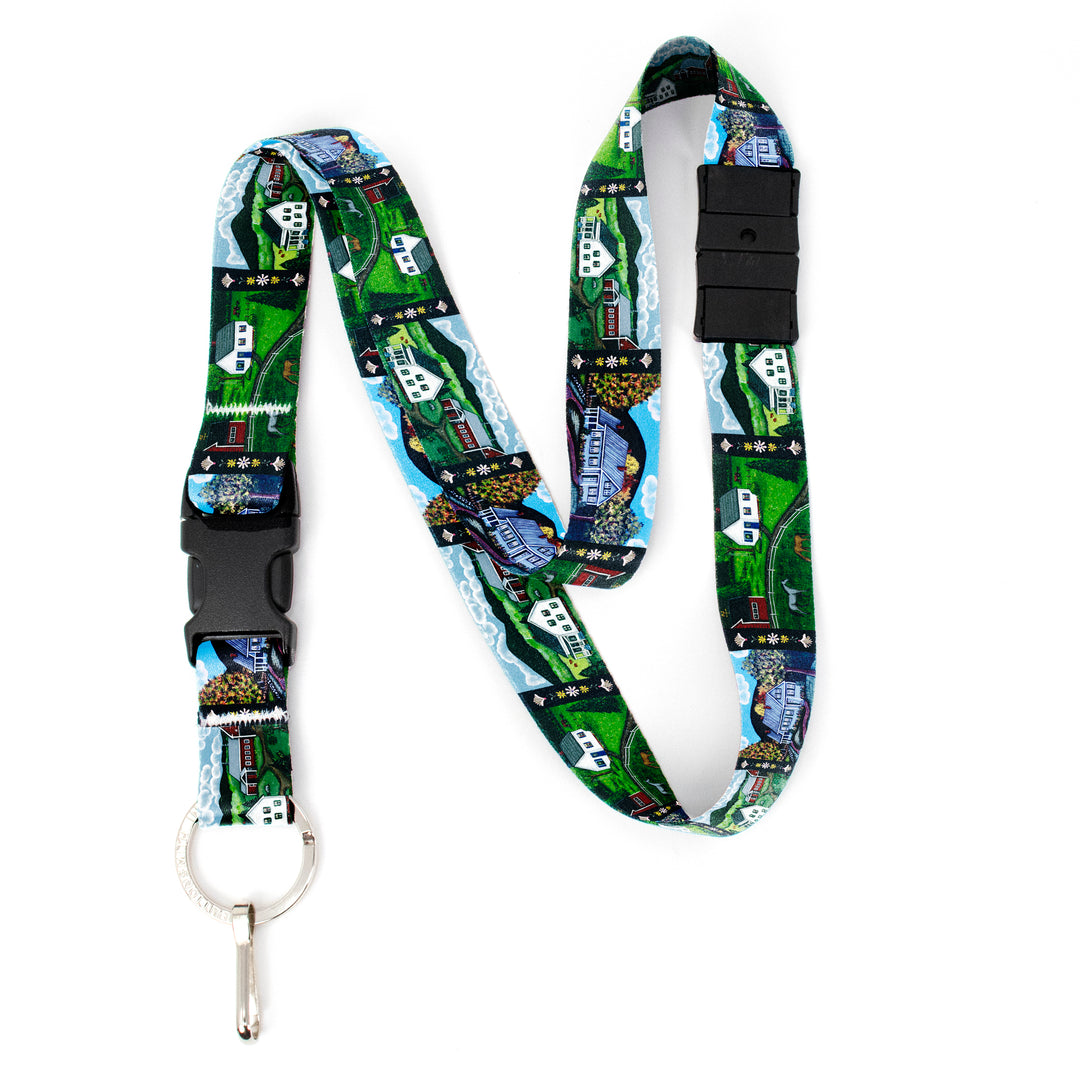 Buttonsmith Farm Houses Breakaway Lanyard - with Buckle and Flat Ring - Based on Rebecca McGovern Art - Officially Licensed - Made in the USA - Buttonsmith Inc.