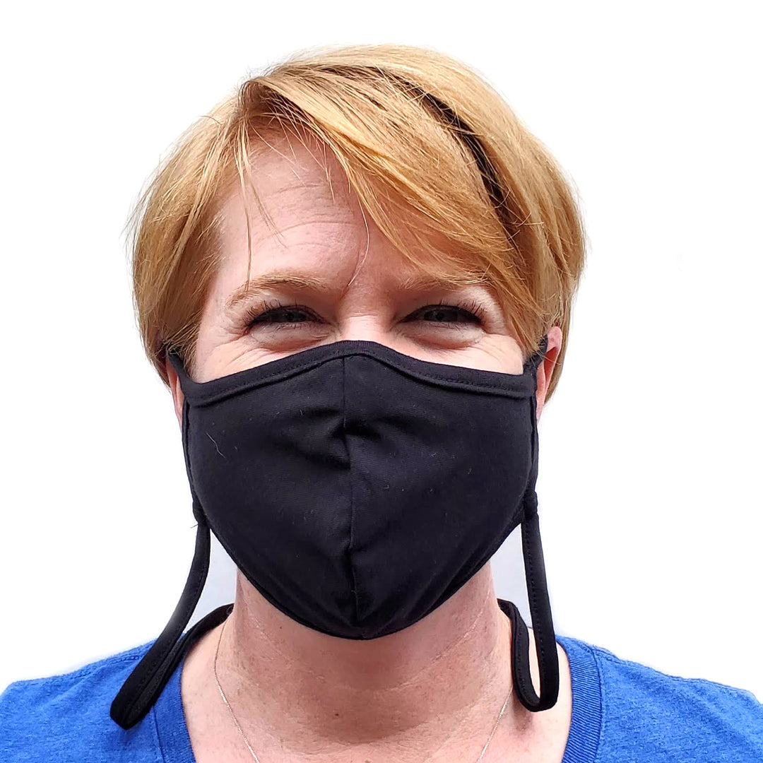 Cotton Adjustable Face Mask with Filter Pocket and Retaining Strap - Made in the USA - Buttonsmith Inc.