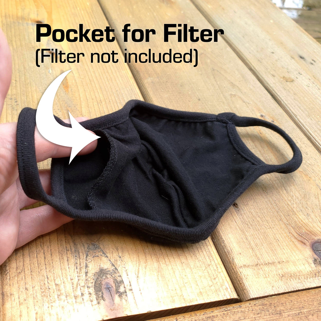 Cotton Adjustable Face Mask with Filter Pocket and Retaining Strap - Made in the USA - Buttonsmith Inc.