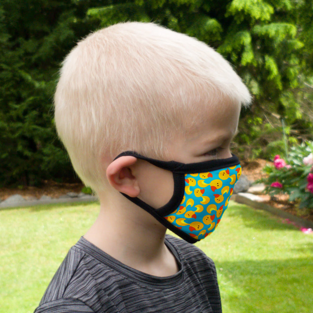 Buttonsmith Rubber Ducks Adult Adjustable Face Mask with Filter Pocket - Made in the USA - Buttonsmith Inc.