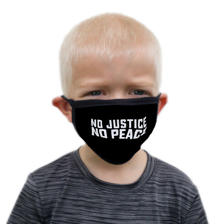 Buttonsmith No Justice No Peace Child Face Mask with Filter Pocket - Made in the USA - Buttonsmith Inc.