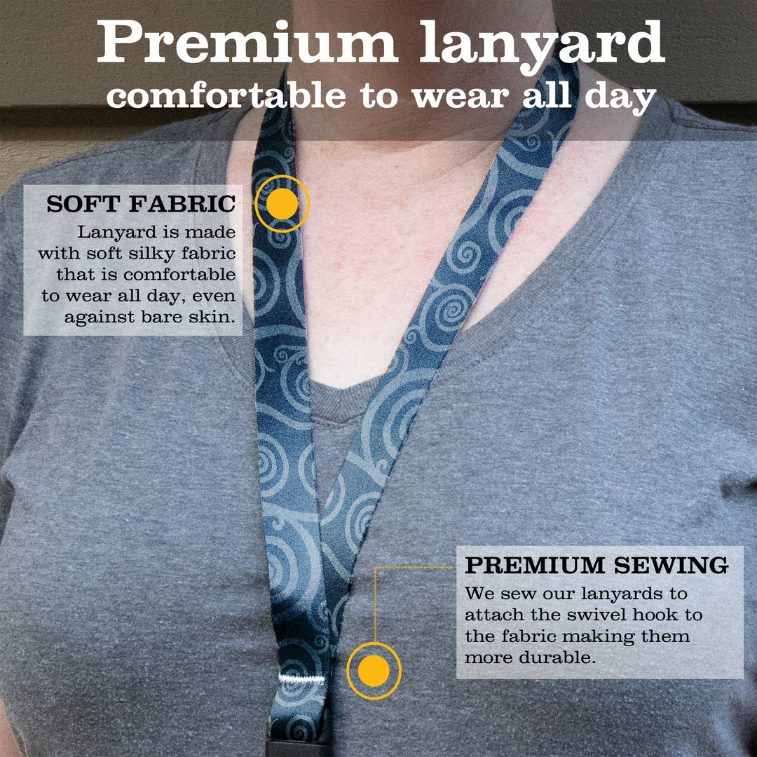 Buttonsmith Obsidian Swirls Premium Lanyard - with Buckle and Flat Ring - Made in the USA - Buttonsmith Inc.