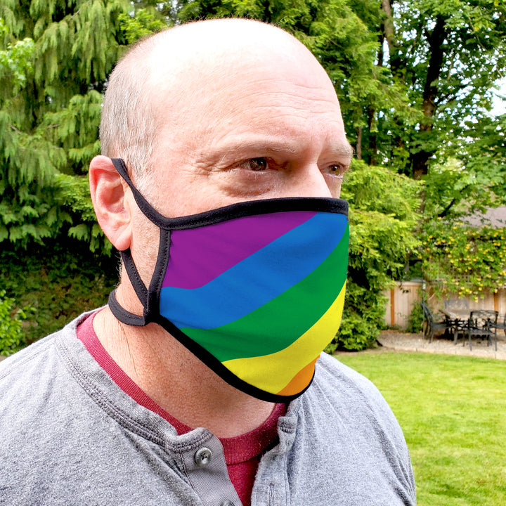 Buttonsmith Rainbow Flag Adult Adjustable Face Mask with Filter Pocket - Made in the USA - Buttonsmith Inc.