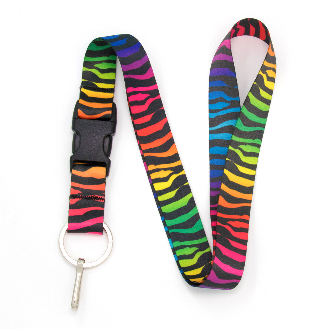 Buttonsmith Rainbow Zebra Lanyard - Made in USA - Buttonsmith Inc.