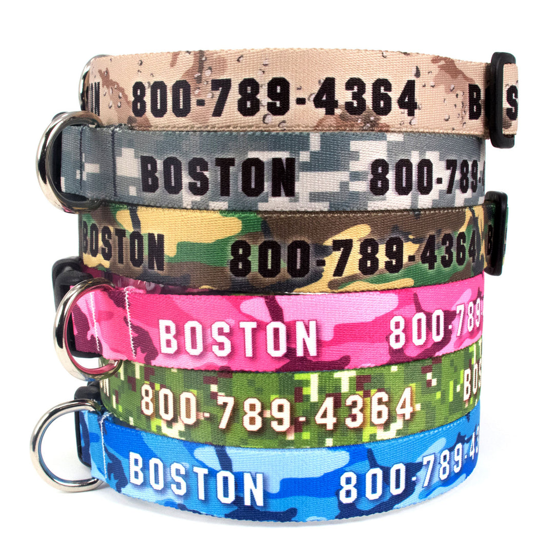 Custom Personalized Dog Collars - Camo Designs - Made in USA - Buttonsmith Inc.