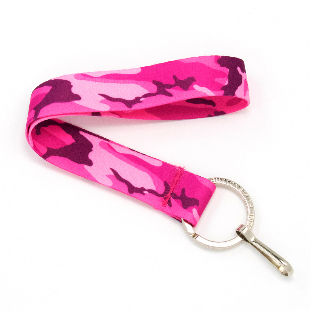 Buttonsmith Pink Camo Wristlet Lanyard - Made in USA - Buttonsmith Inc.