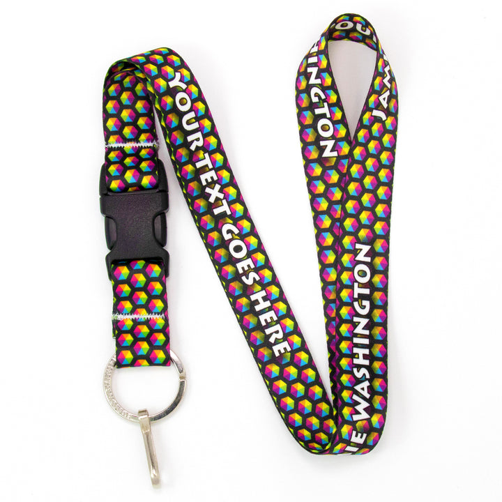 Buttonsmith Rainbow Hexes Custom Lanyard Made in USA - Buttonsmith Inc.