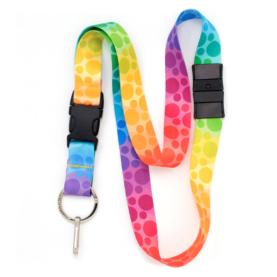 Buttonsmith Rainbow Dots Breakaway Lanyard - Made in USA - Buttonsmith Inc.