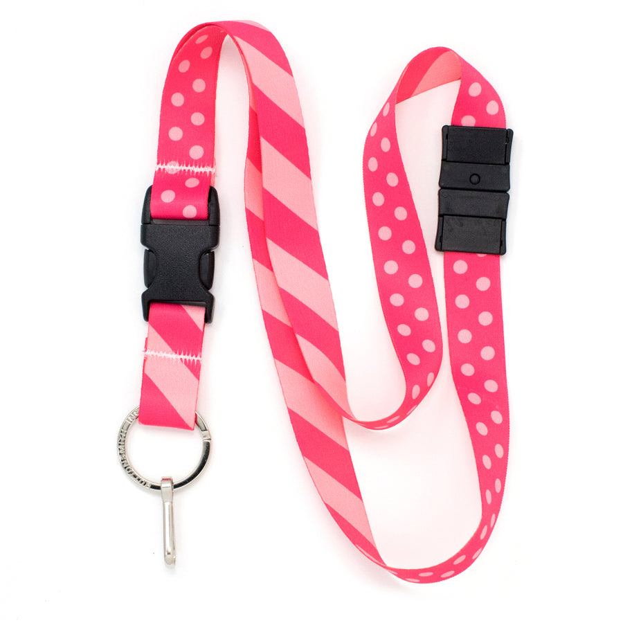 Buttonsmith Pink Dots Breakaway Lanyard - Made in USA - Buttonsmith Inc.