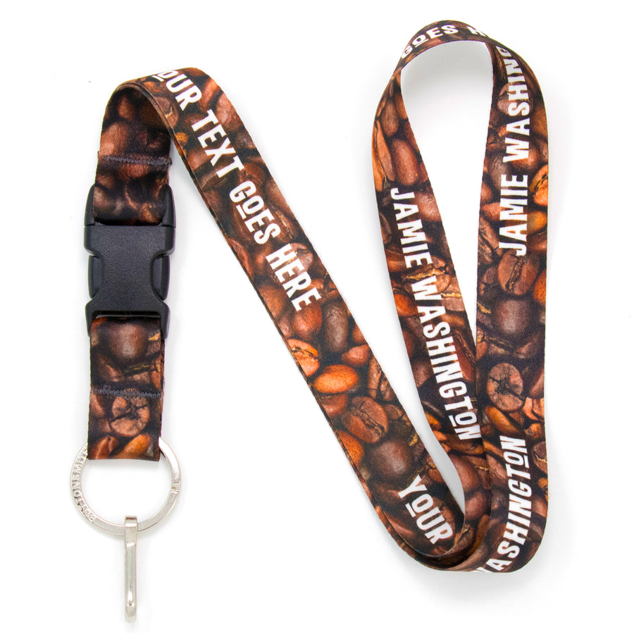 Buttonsmith Coffee Beans Custom Lanyard Made in USA - Buttonsmith Inc.