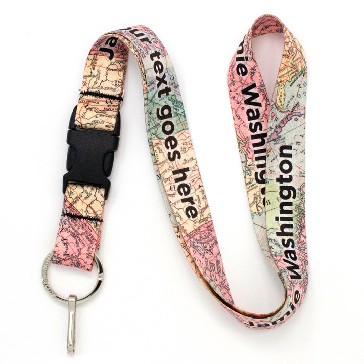 Buttonsmith Map Custom Lanyard - Made in USA - Buttonsmith Inc.