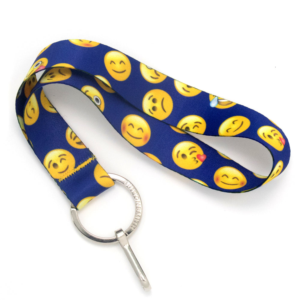 Buttonsmith Emoji Blue Wristlet Lanyard Made in USA - Buttonsmith Inc.