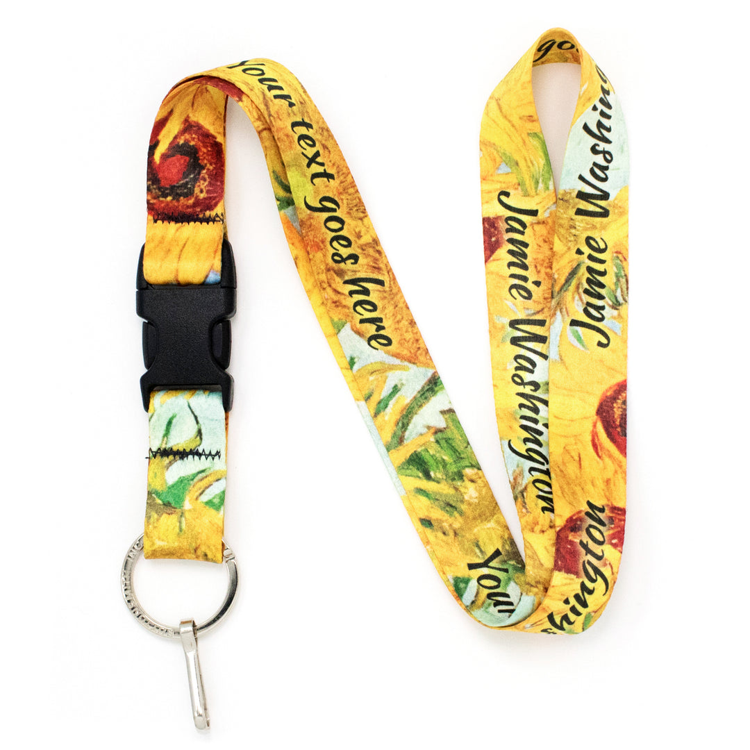 Buttonsmith Van Gogh Sunflowers Custom Lanyard - Made in USA - Buttonsmith Inc.