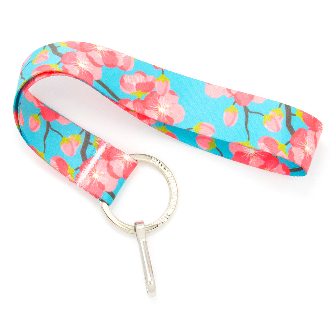 Buttonsmith Cheery Cherry Blossoms Wristlet Lanyard - Made in USA - Buttonsmith Inc.