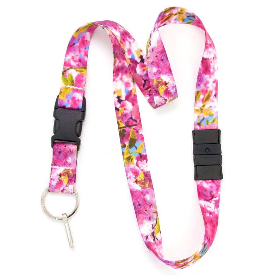 Buttonsmith Cherry Blossoms Photo Breakaway Lanyard - Made in USA - Buttonsmith Inc.