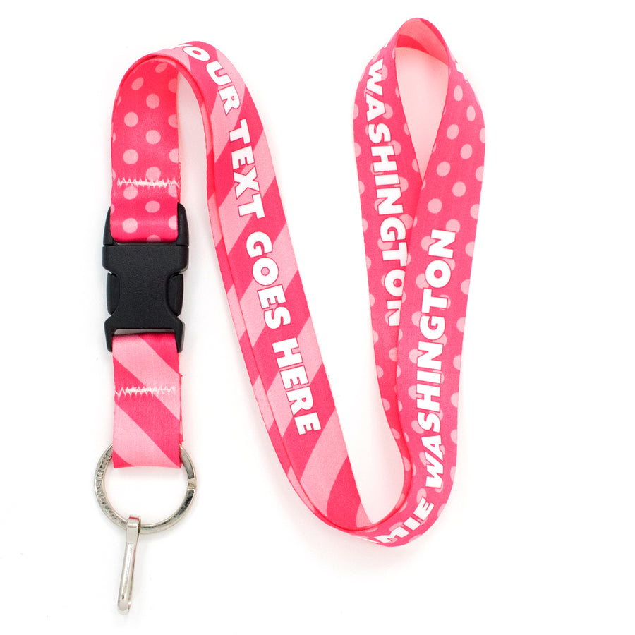 Buttonsmith Pink Dots Custom Lanyard - Made in USA - Buttonsmith Inc.