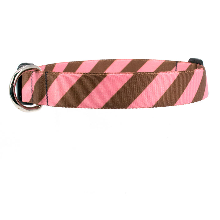 Buttonsmith Cocoa Pink Stripes Dog Collar - Made in USA - Buttonsmith Inc.