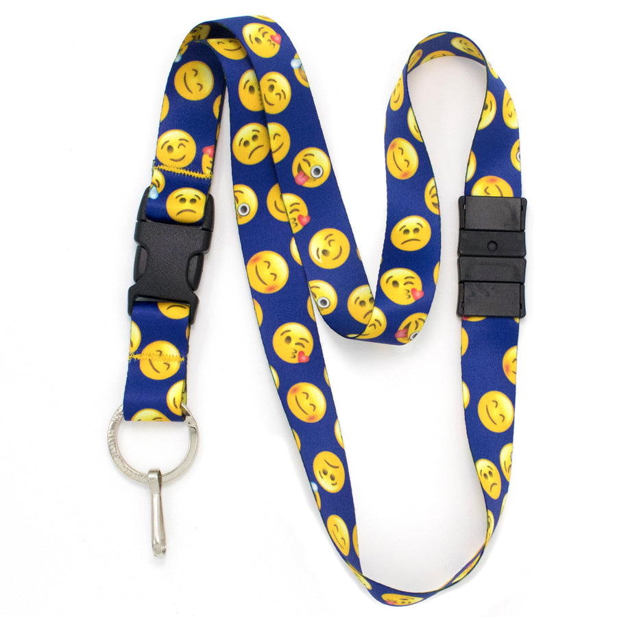 Buttonsmith Emoji Blue Breakaway Lanyard - Made in USA - Buttonsmith Inc.