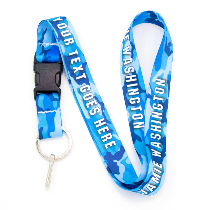 Buttonsmith Blue Camo Custom Lanyard Made in USA - Buttonsmith Inc.