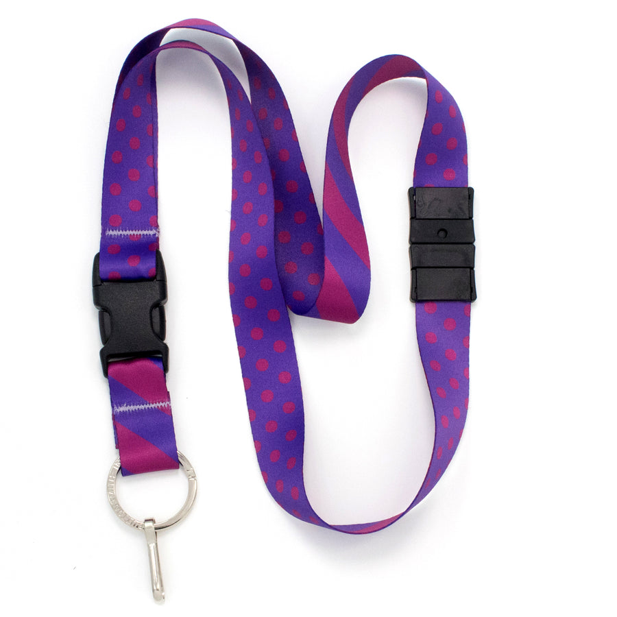 Buttonsmith Magenta Dots Breakaway Lanyard - Made in USA - Buttonsmith Inc.