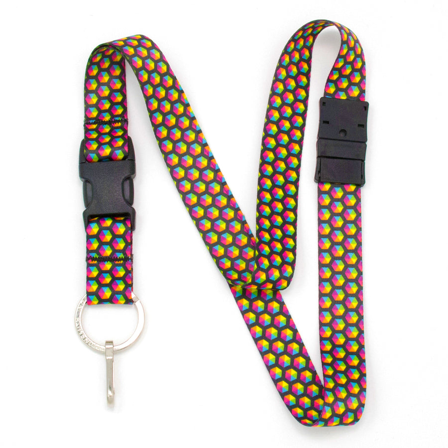 Buttonsmith Rainbow Hexes Breakaway Lanyard - Made in USA - Buttonsmith Inc.