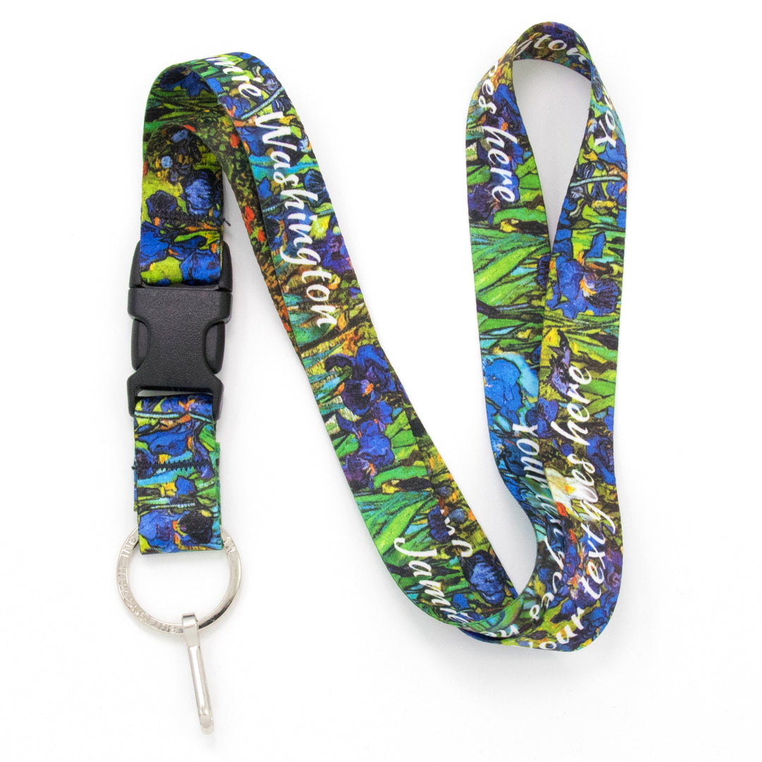 Buttonsmith Van Gogh Irises Custom Lanyard Made in USA - Buttonsmith Inc.