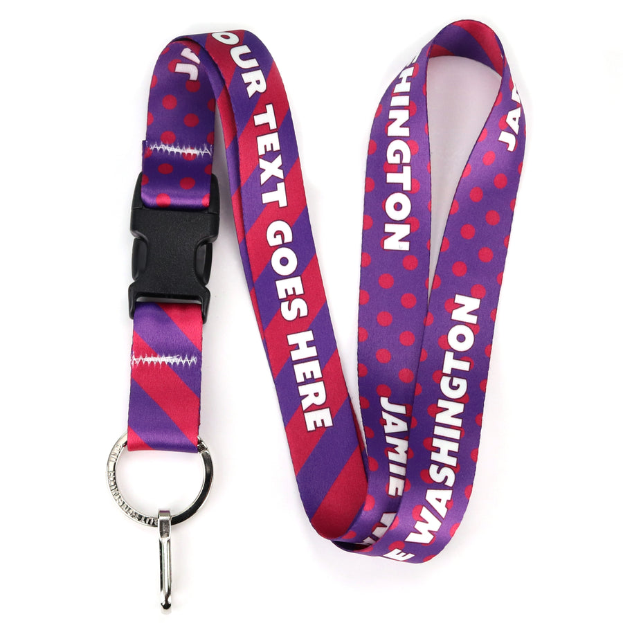 Buttonsmith Magenta Dots Custom Lanyard - Made in USA - Buttonsmith Inc.