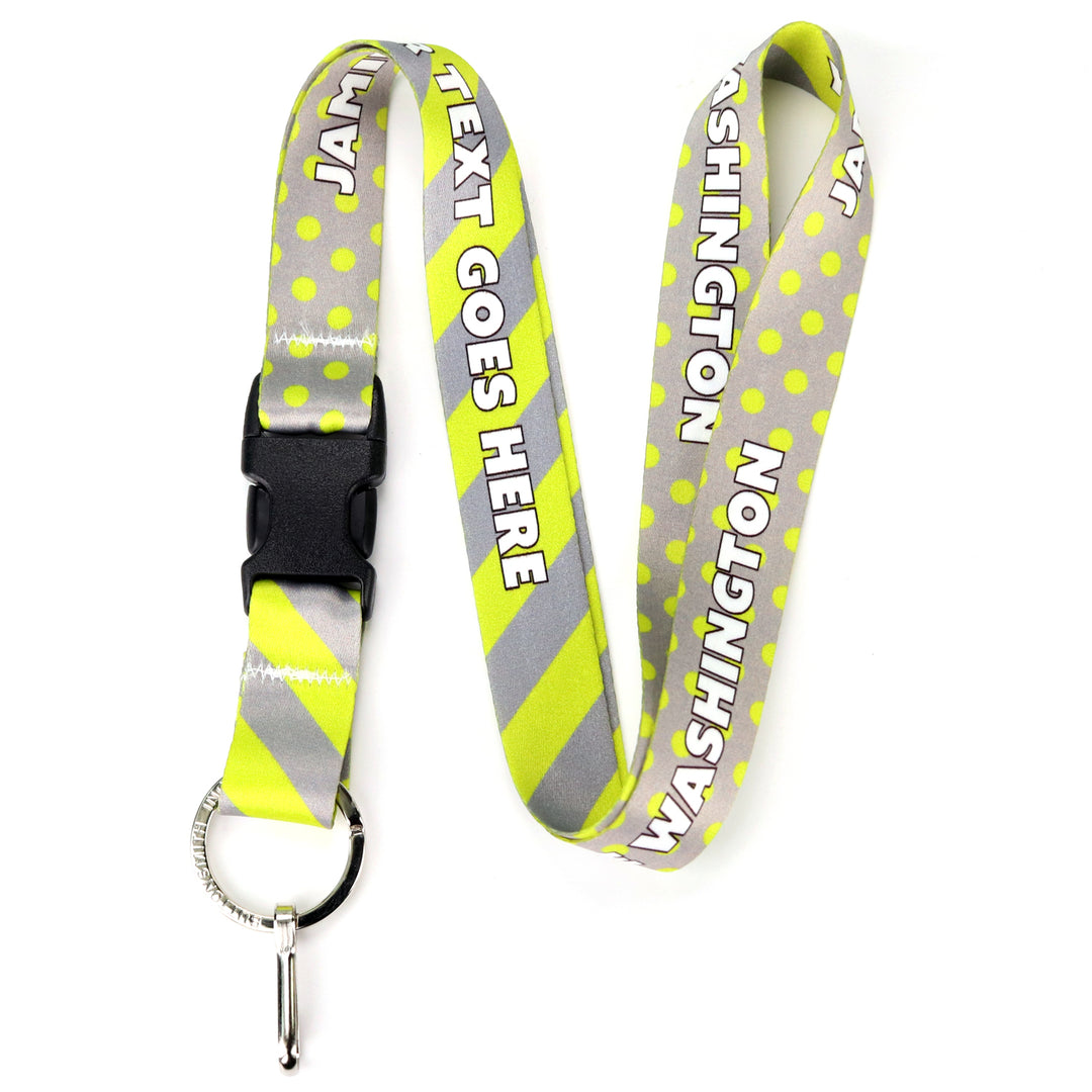 Buttonsmith Pewter Lime Dots Custom Lanyard - Made in USA - Buttonsmith Inc.