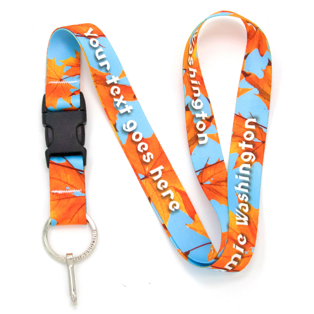 Buttonsmith Fall Leaves Custom Lanyard - Made in USA - Buttonsmith Inc.